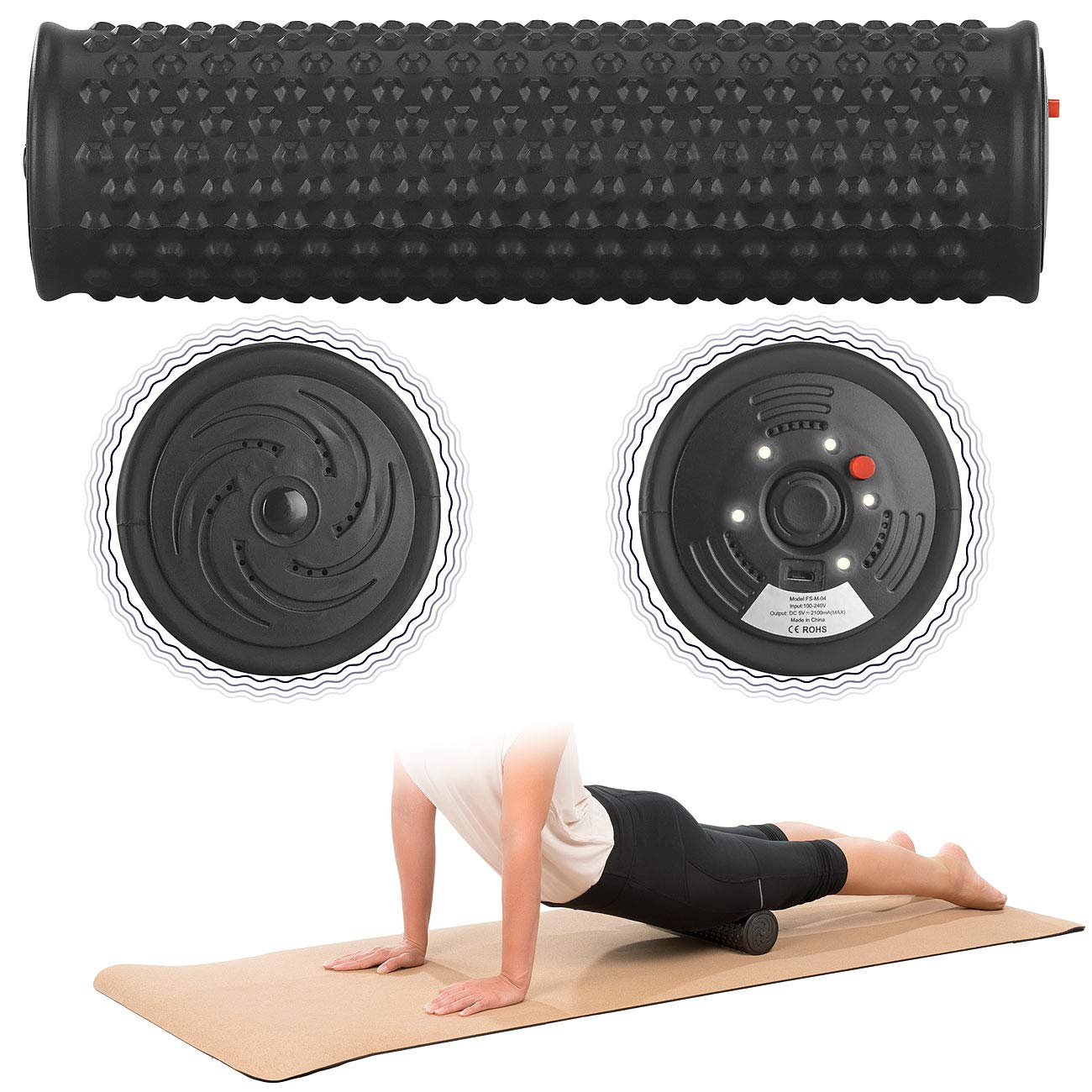 PEARL sports Massagerolle: Elektrische Faszienrolle mit 5-stufiger Vibration und Akku, Ø 85 mm (Elektronische Faszienrolle, Massagerolle elektrisch, Sport)