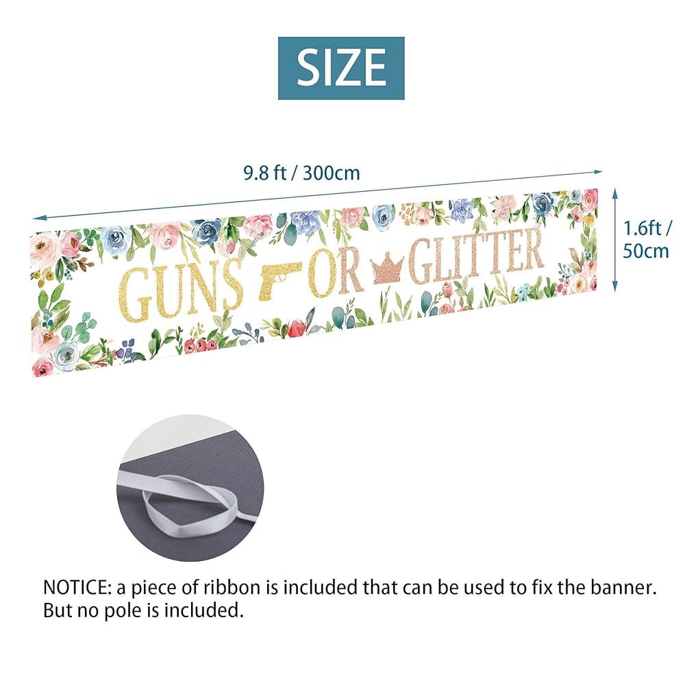 Amazon.com: Guns Or Glitter Gender Reveal Banner Sign