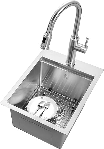 Miniatura 4 de STARSTAR Estación de trabajo con repisa de acero inoxidable 304 para montaje superior, fregadero de cocina, patio, bar, lavandería, oficina, con