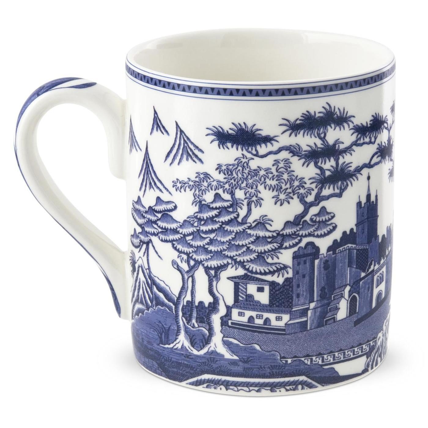 Blue Room 16oz Porcelain Tea Mug, Gothic Castle - Decorative Scrollwork & Scenic Glaze - Elegant Hot Beverage Cup for Brunch Table, Dishwasher & Microwave Safe Collector Drinkware