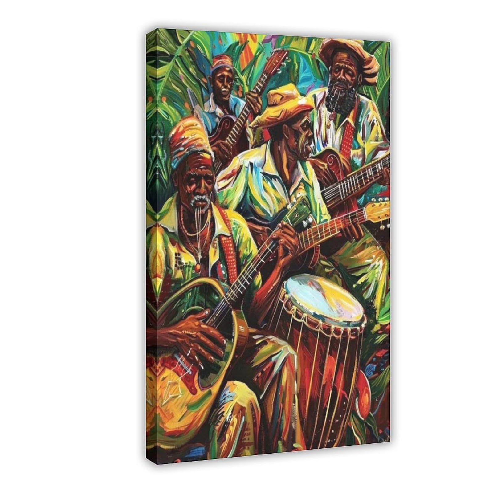 Poster su tela con musicisti reggae giamaicani, decorazione per camera da letto, ufficio, stanza, regalo, 40 x 60 cm