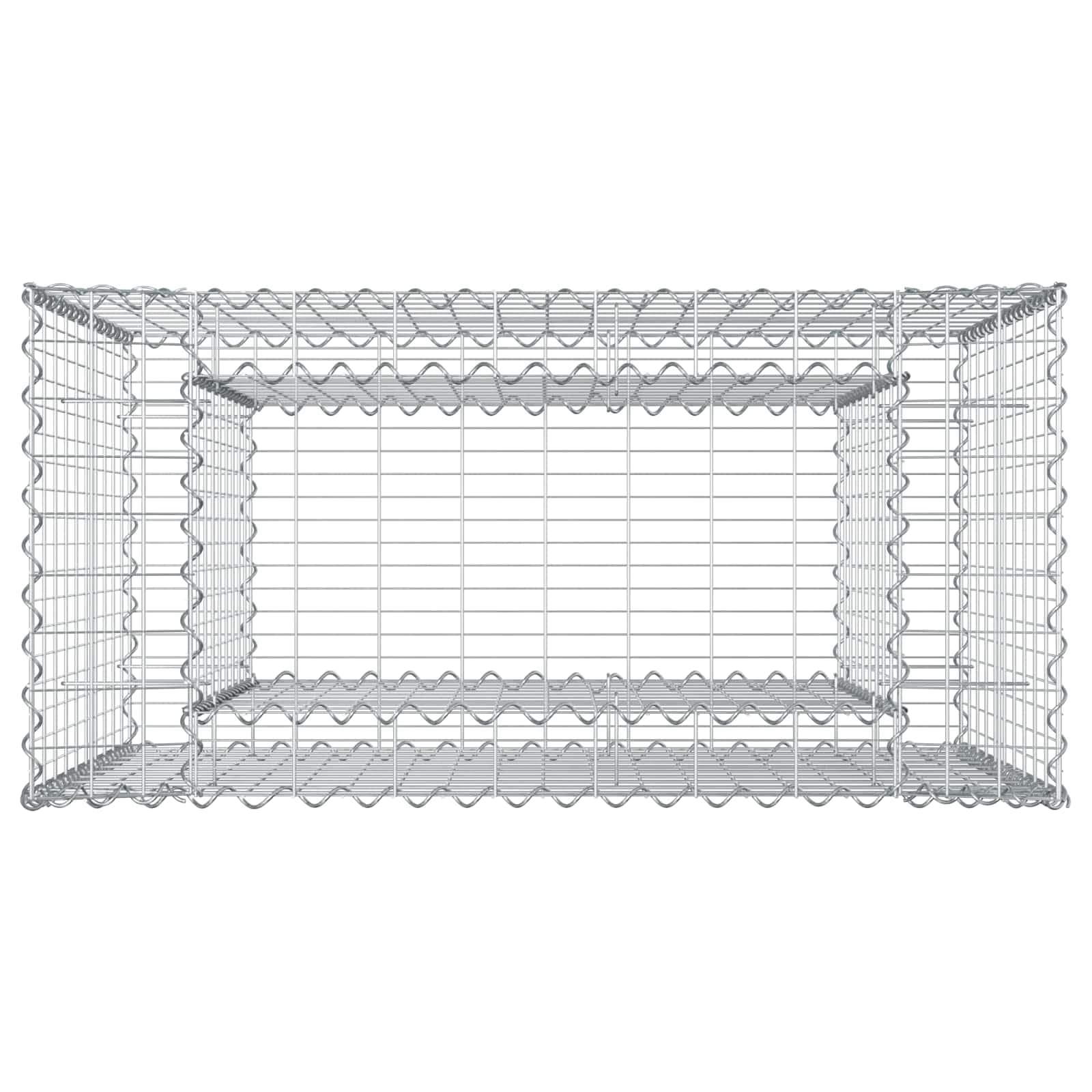 Gabionen-Hochbeet Silber verzinkter Stahl 50x100x100 cm robustes Zaunelement mit hoher für Gartenzaun Sichtschutz Terrasse Balkon Außenbereich