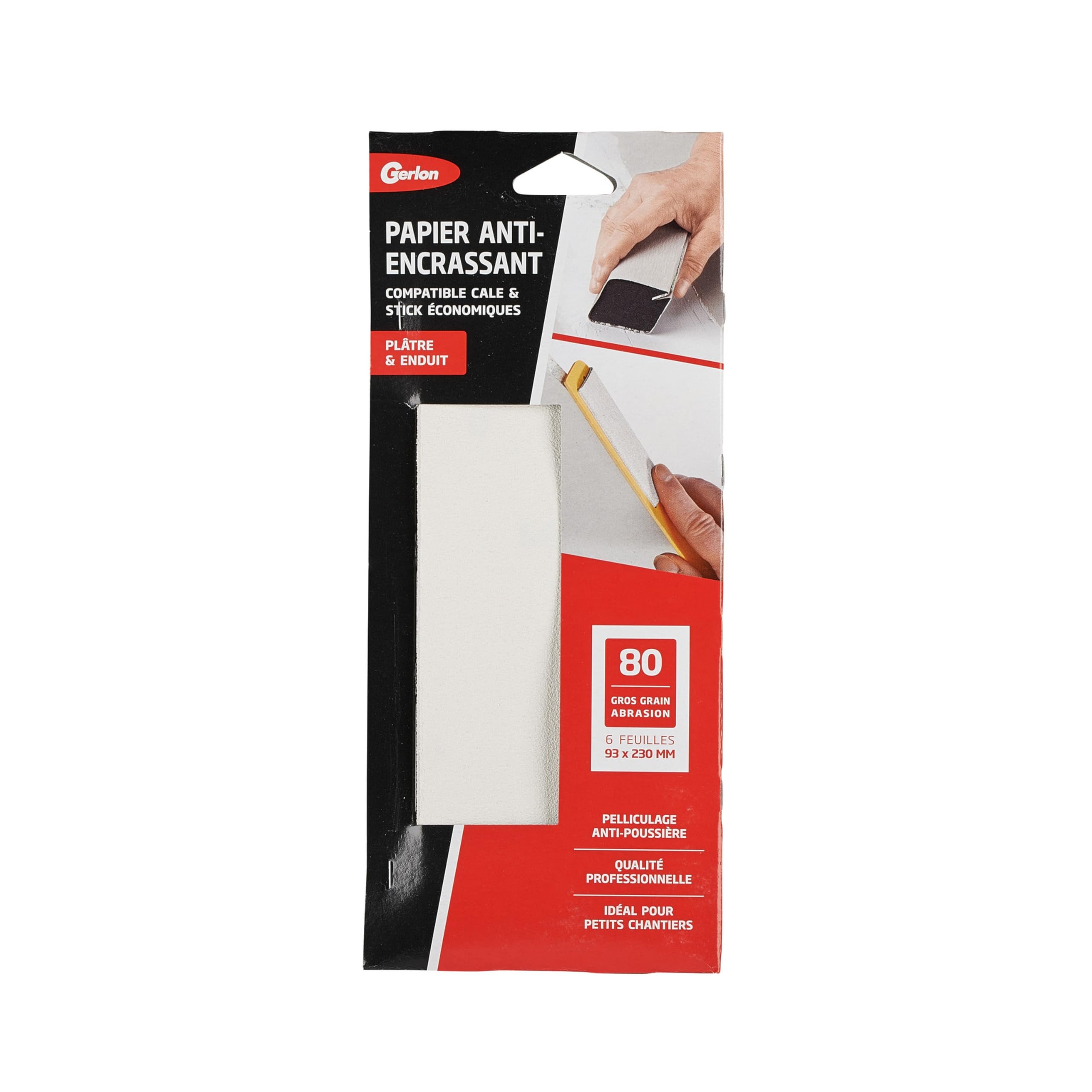 Papier de verre platre pour rénovation des murs enduits lot de 6 abrasifs grain 80