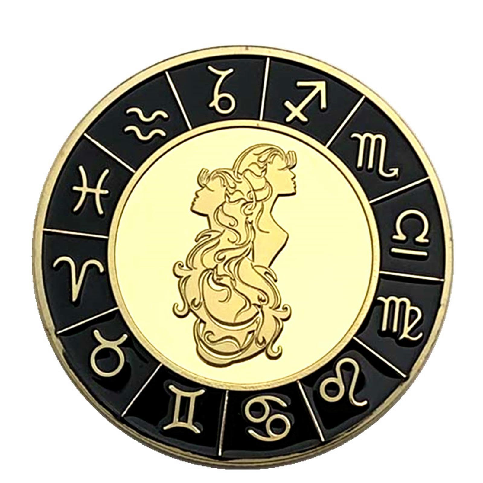 Signos del Zodíaco Color Diamante Chapado en Oro Moneda Conmemorativa Colección de Artesanías de Monedas - 12 Piezas combinación