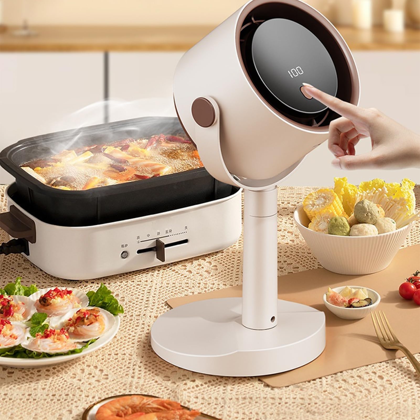 Genérico Campana Extractora Portátil - Purificador de Aire Silencioso con Filtro - Extractor Portátil para Cocinar con Filtro Desmontable y Carga USB | para Eliminar Olores y Humo en Cocina,