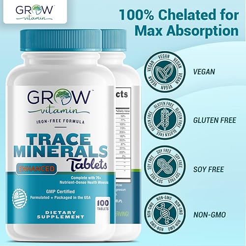 Miniatura 4 de grow vitamin Trace Minerals Complejo Mejorado – Complejo con más de 70 minerales de salud densos en nutrientes – 100% ingredientes naturales – 100
