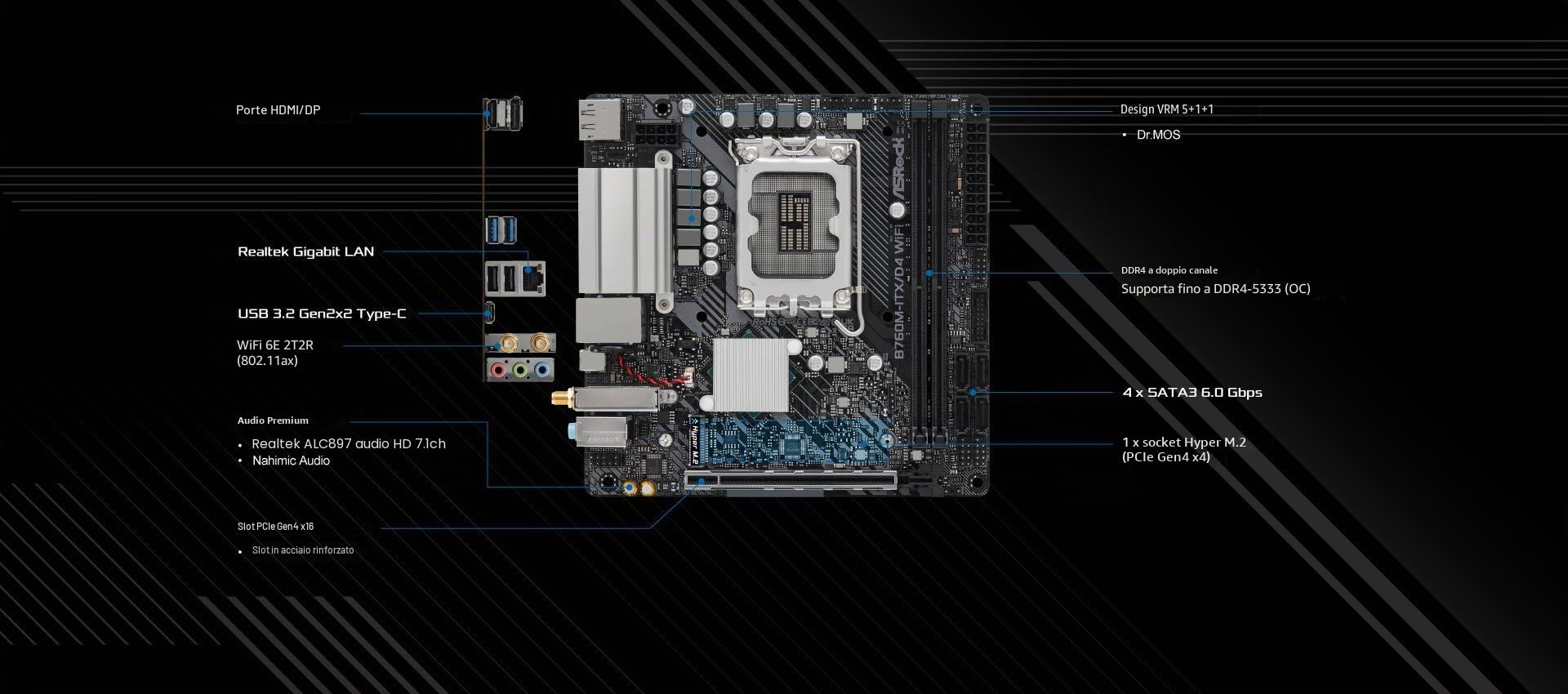 Asrock B760M-ITX/D4 WiFi Intel B75 LGA 1700 mini ITX