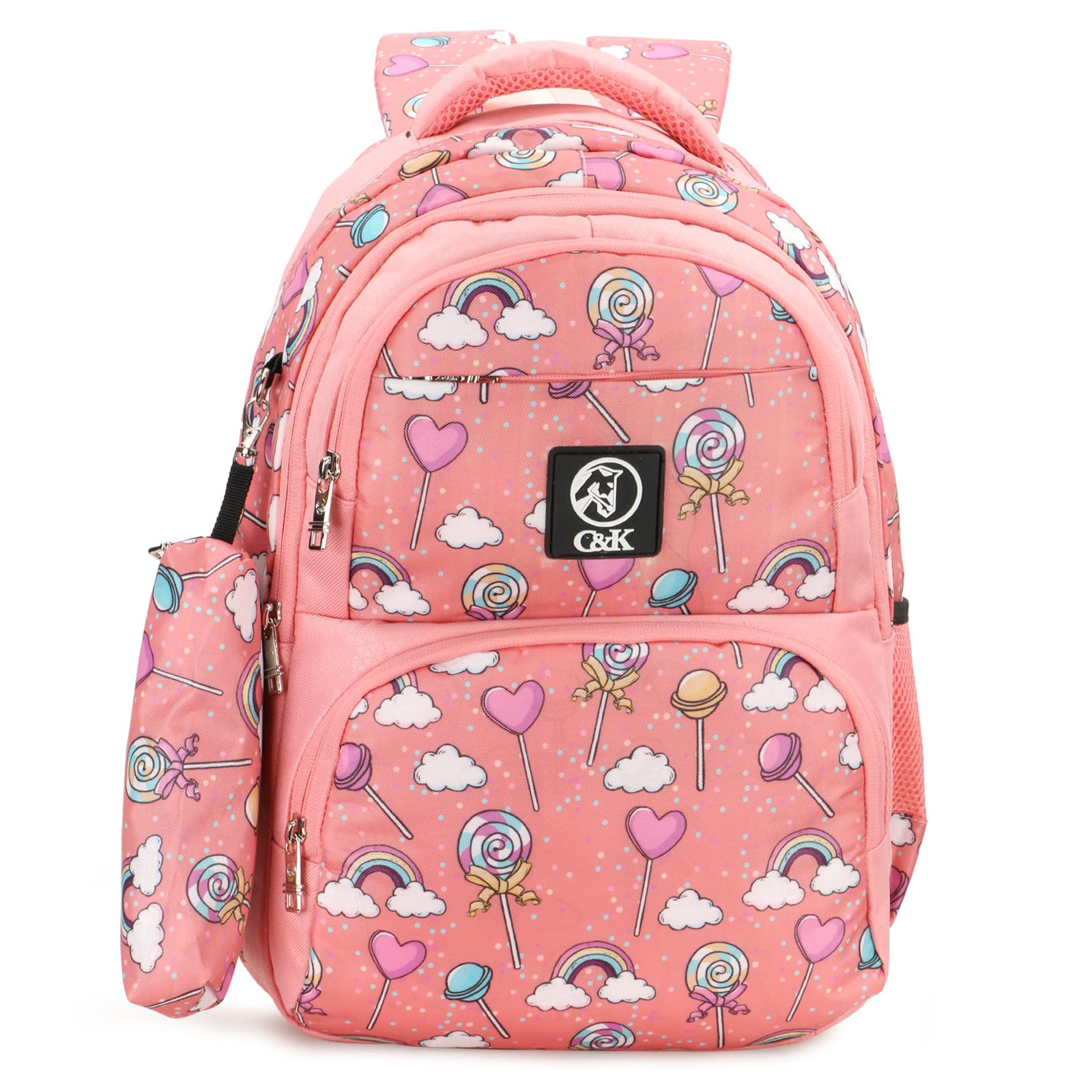 Chris & KateMulti-Print School Backpack for Boys and Girls - Versatile for School, College, Everyday Use - Includes Free Stationery Pouch and Rain/Dust Cover