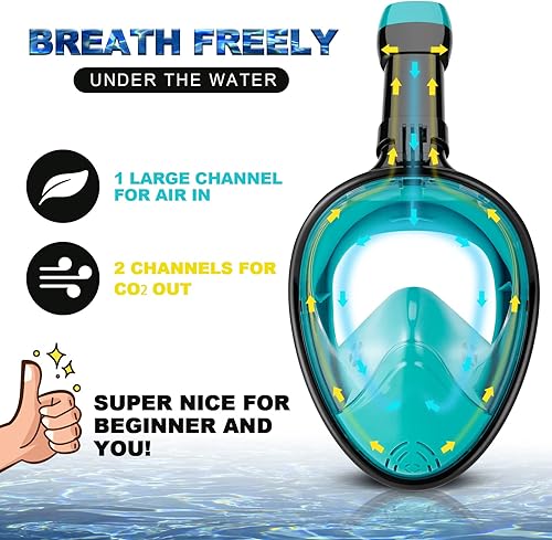 Miniatura 3 de Odoland Paquetes de esnórquel, máscara de esnórquel de cara completa para adultos y jóvenes con soporte para cámara, aletas de natación ajustables,