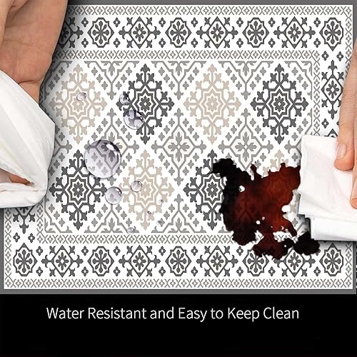 Miniatura 6 de EMMTEEY Tapete de cocina antifatiga de 23.6 x 70.8 pulgadas, impermeable, acolchado de PVC, antideslizante, bohemio, tapete de cocina azteca