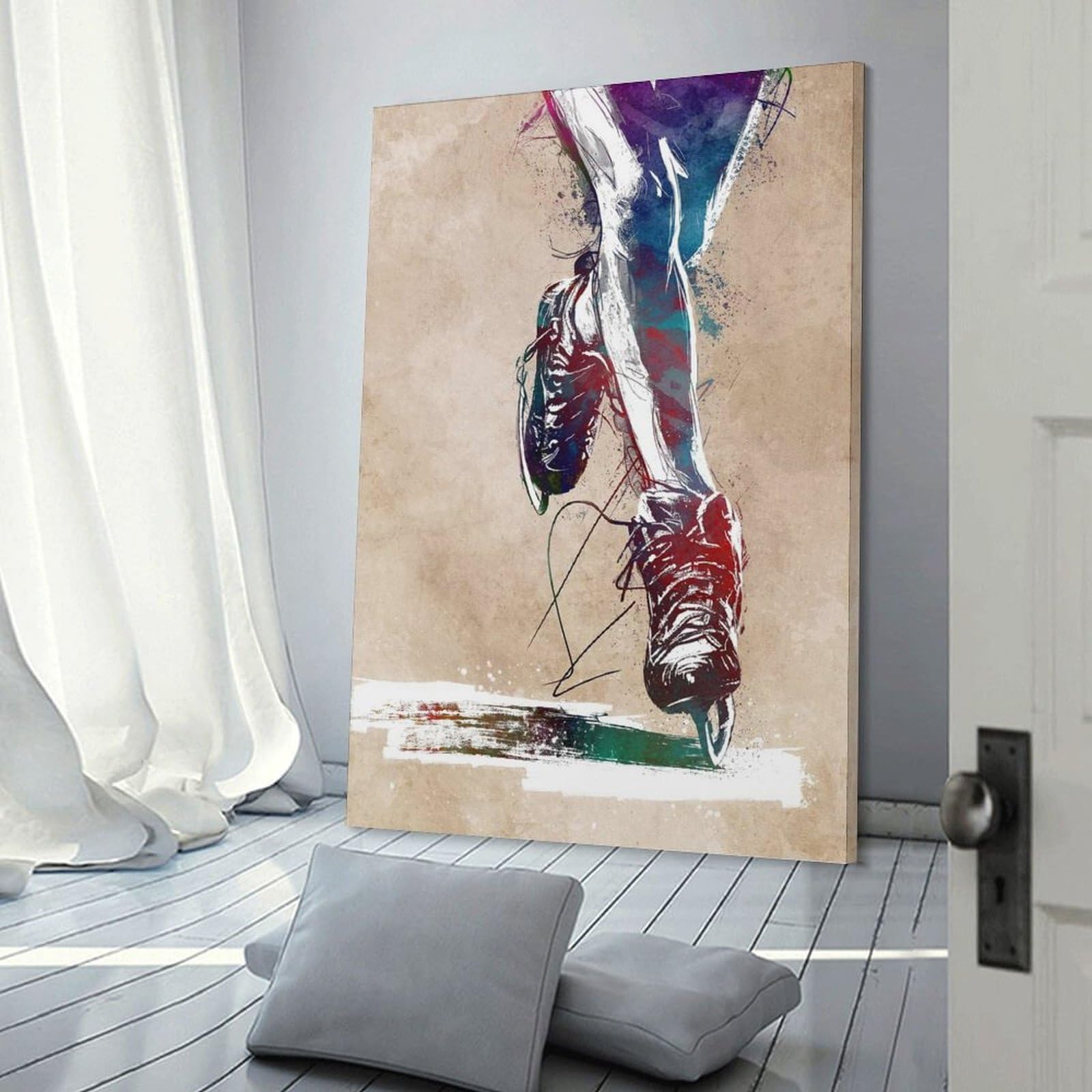 Junmoney Figure Skating Sport Canvas Wall Art, 24x36inch(60x90cm), for Entrance Walls, Hall Decor Or Foyers, Wall Decor to Refresh Empty Corners