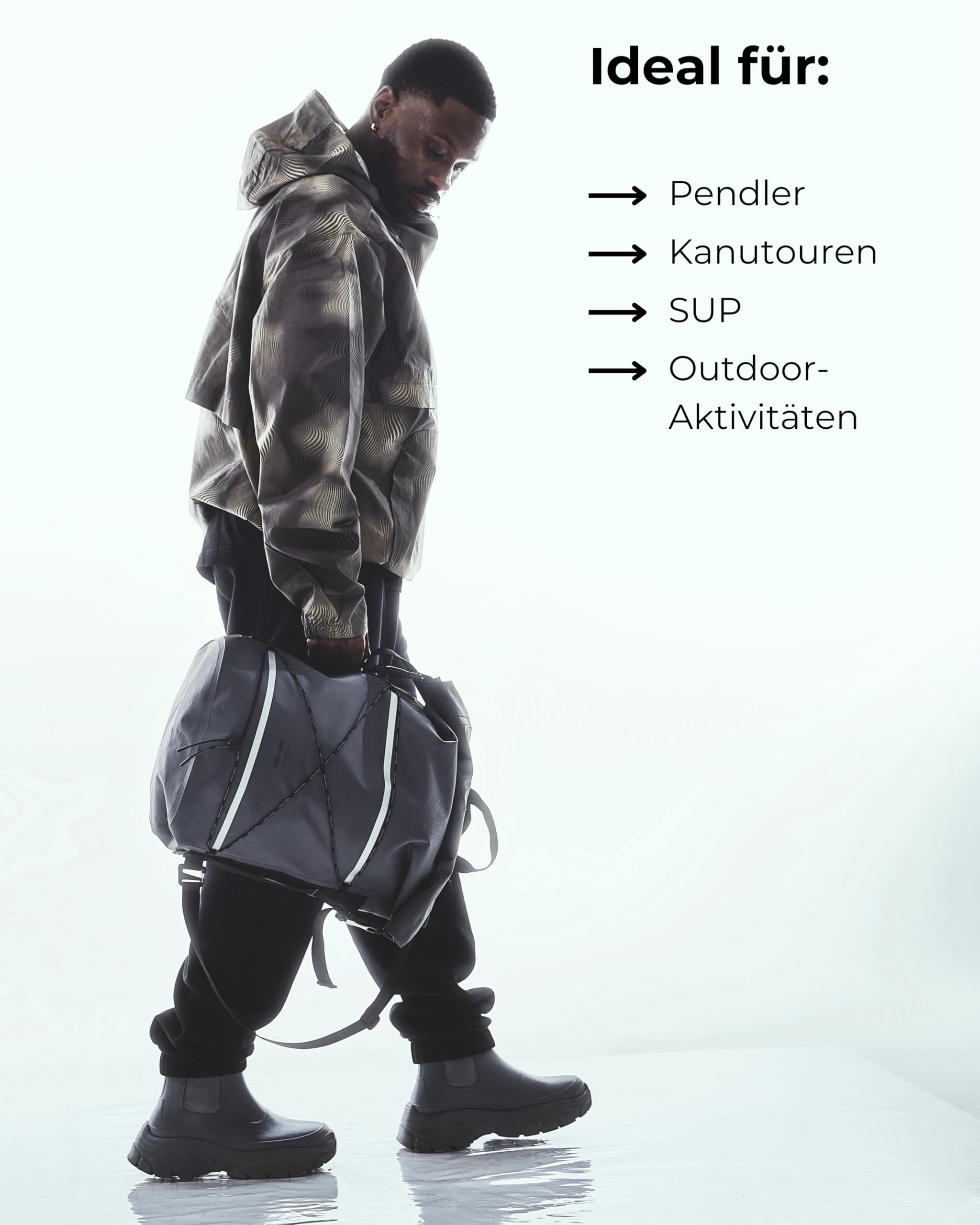 Johnny Urban Dry Bag Fahrradtaschen für Gepäckträger Grau - Myles Bike - wasserdichte Tasche für Fahrrad - 3 in 1 Drybag, Rucksack und Gepäckträgertasche - 34L