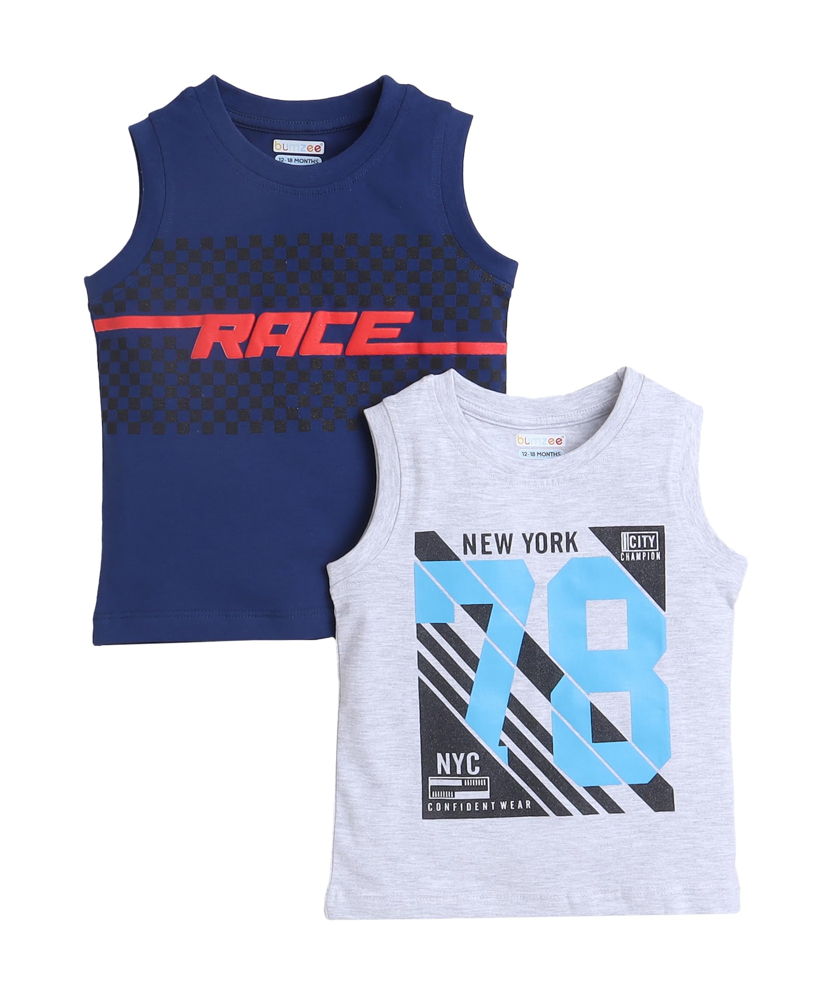 BUMZEE Jungen T-Shirt, Baumwolle, normale Passform, ärmellos, 2er-Pack (Peb9352)