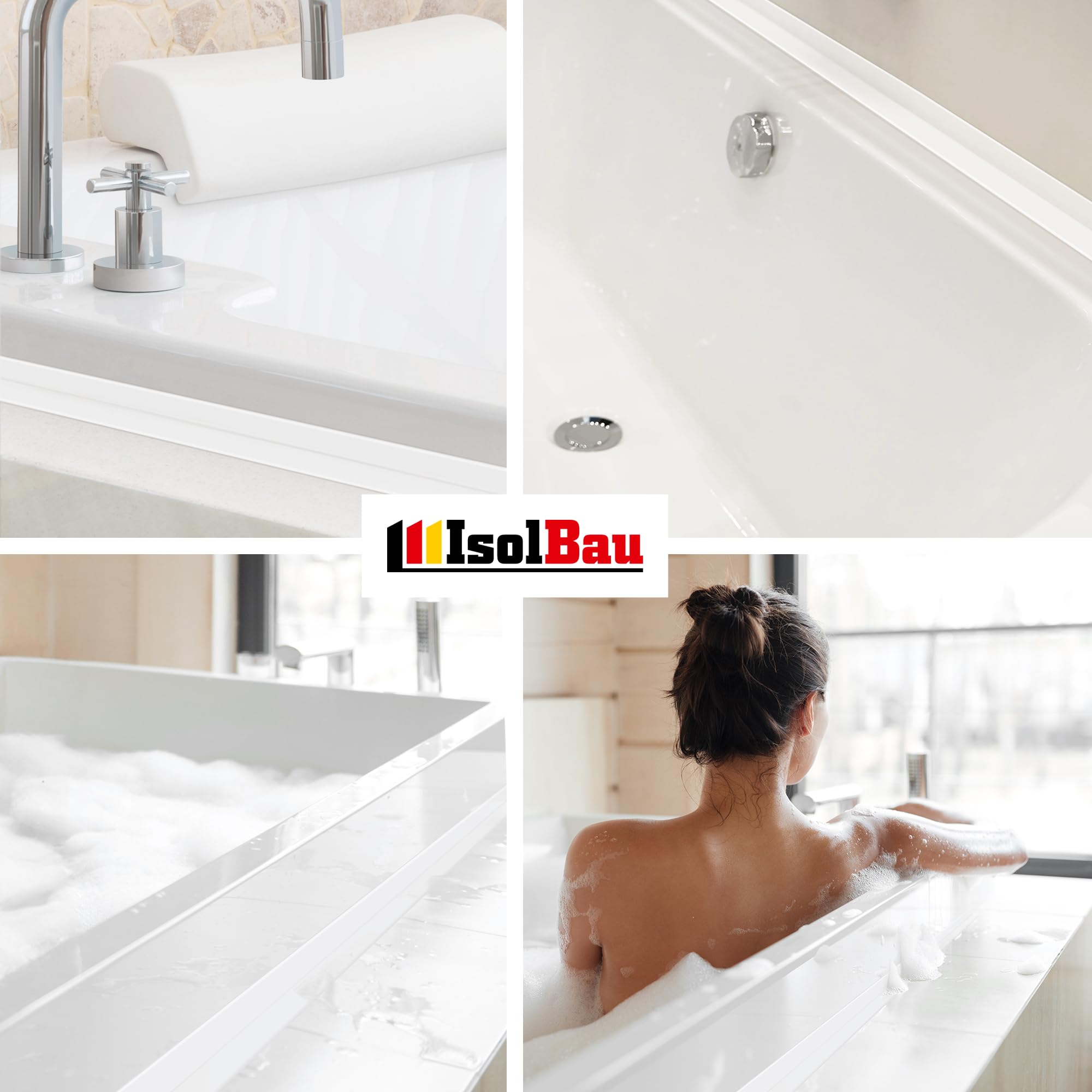 Isolbau - Cinta de sellado autoadhesiva para ducha - Cinta de sellado de PVC de 60 mm para baño y cocina - Cinta de sellado para bañeras, lavabos, inodoros, encimeras