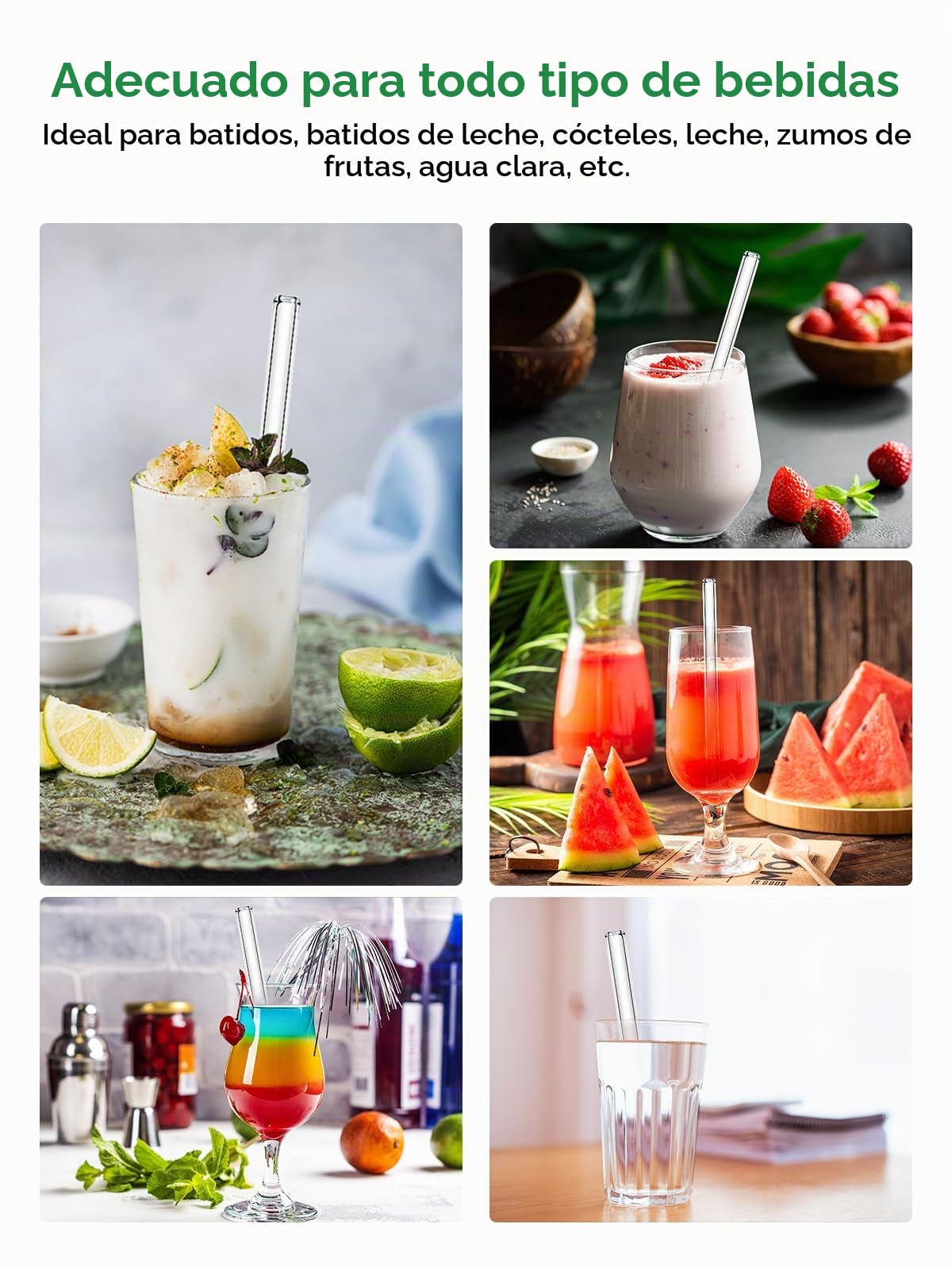 Realure 4 Pcs Pajitas Bubble Tea, 14mm Extra Ancha de Cristal Reutilizables, Transparentes de Vetro Rectas 215mm Con Cepillitos, Para Bubble Tea, Cócteles, Batidos, Jugo