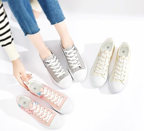 Miniatura 7 de Obtaom Zapatos de lona unisex de caña baja, zapatillas de deporte de moda sin cordones para caminar