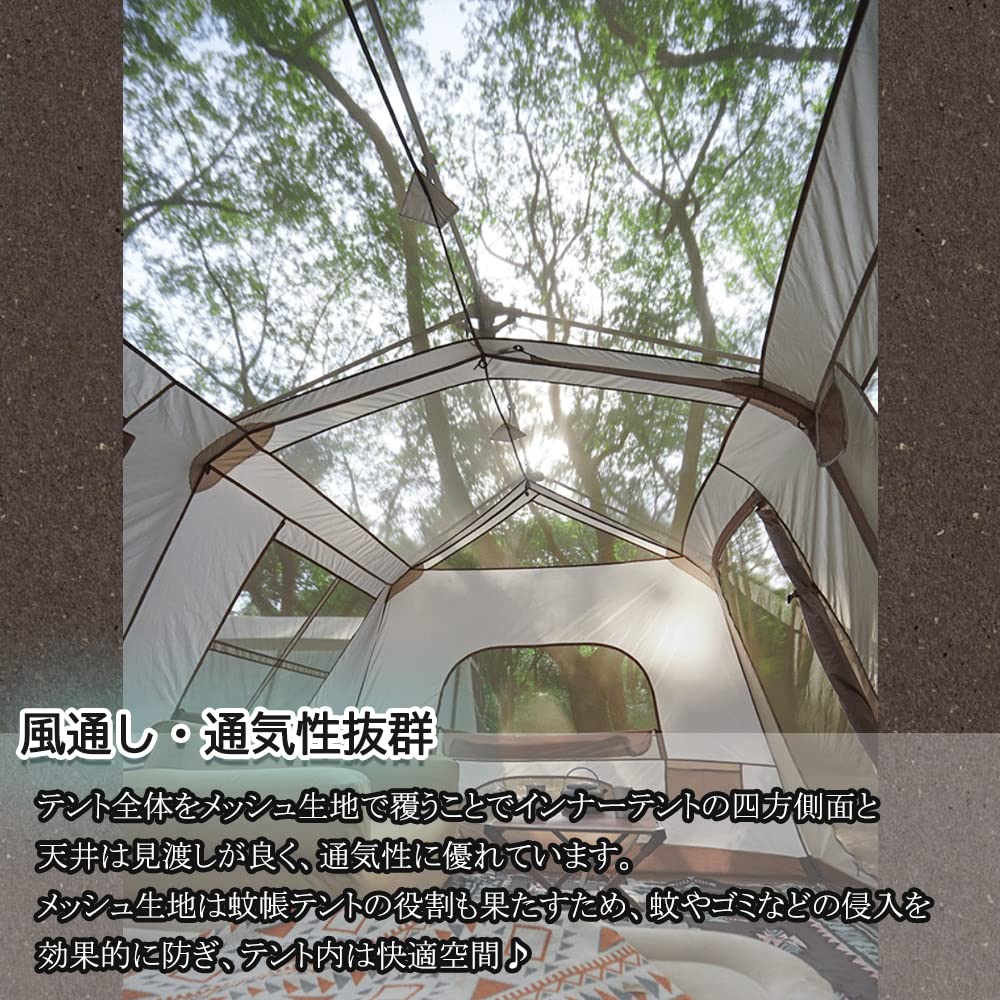 Amazon.co.jp: 原始人 ロッジテント ワンタッチテント ツールーム