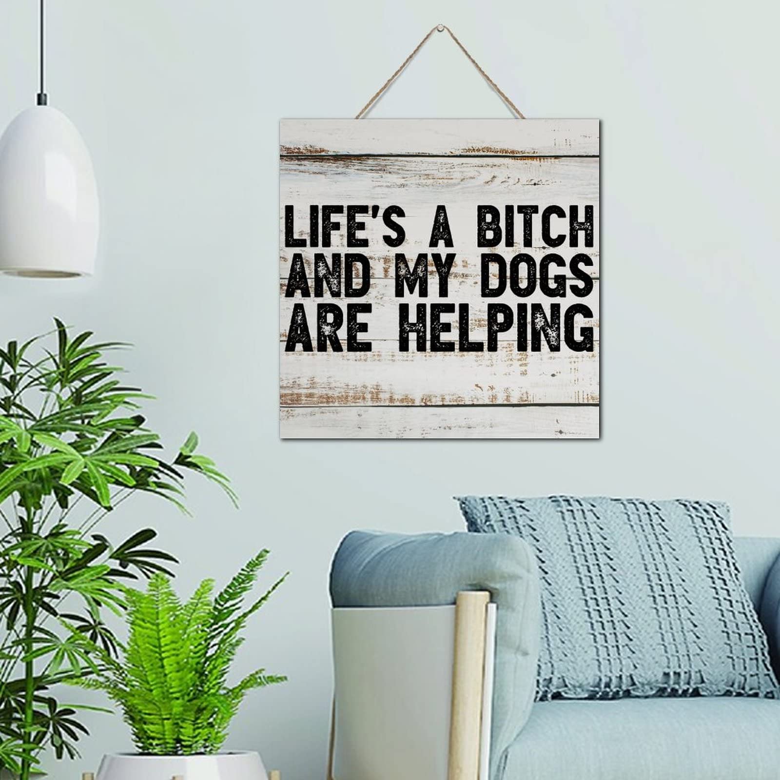 Plaque murale en bois vintage décoration humour chien pour maison