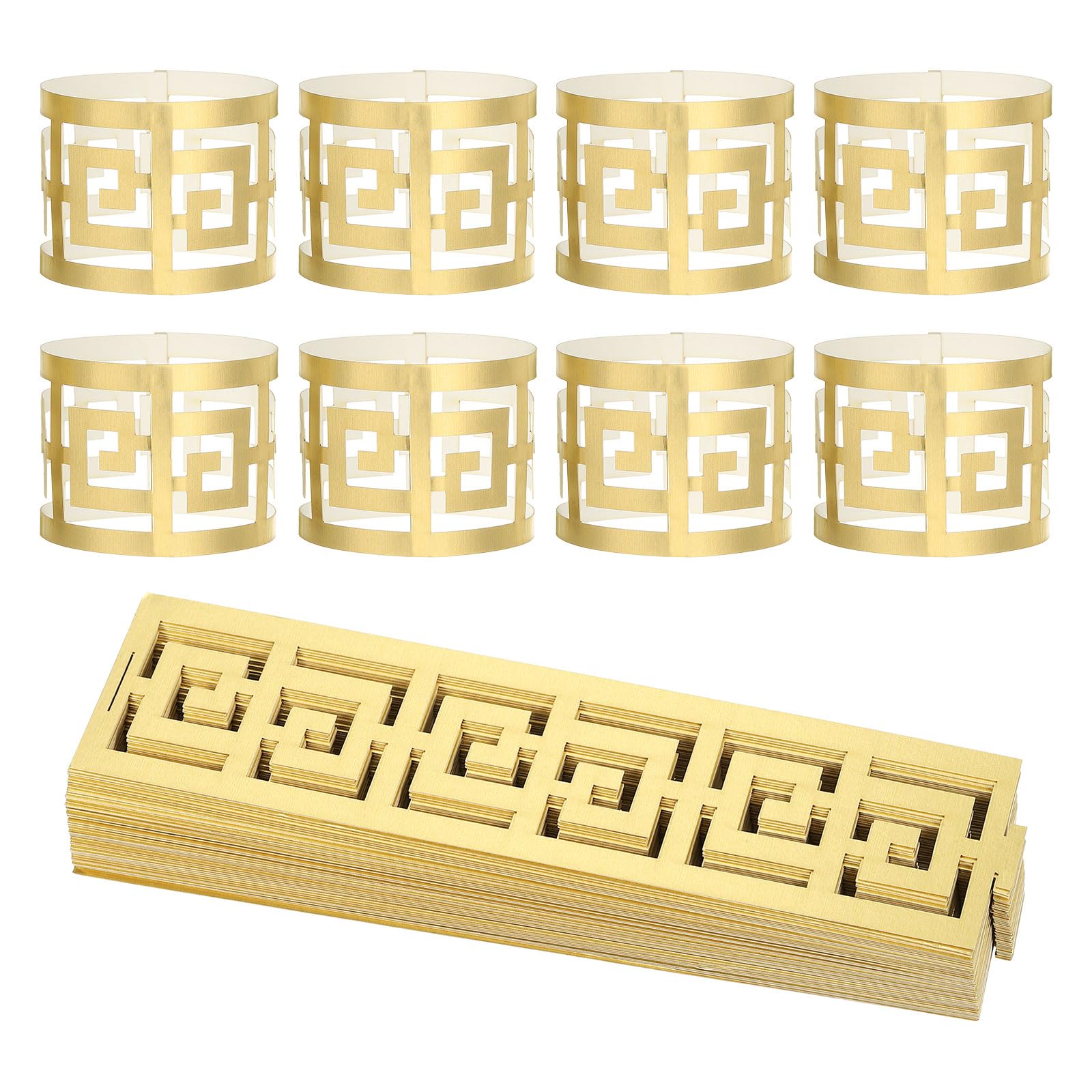 sourcing map Juego de 50 servilleteros dorados, servilleteros de papel, servilleteros desechables para bodas, fiestas, celebraciones, restaurantes, mesas, servilletas, geométricos