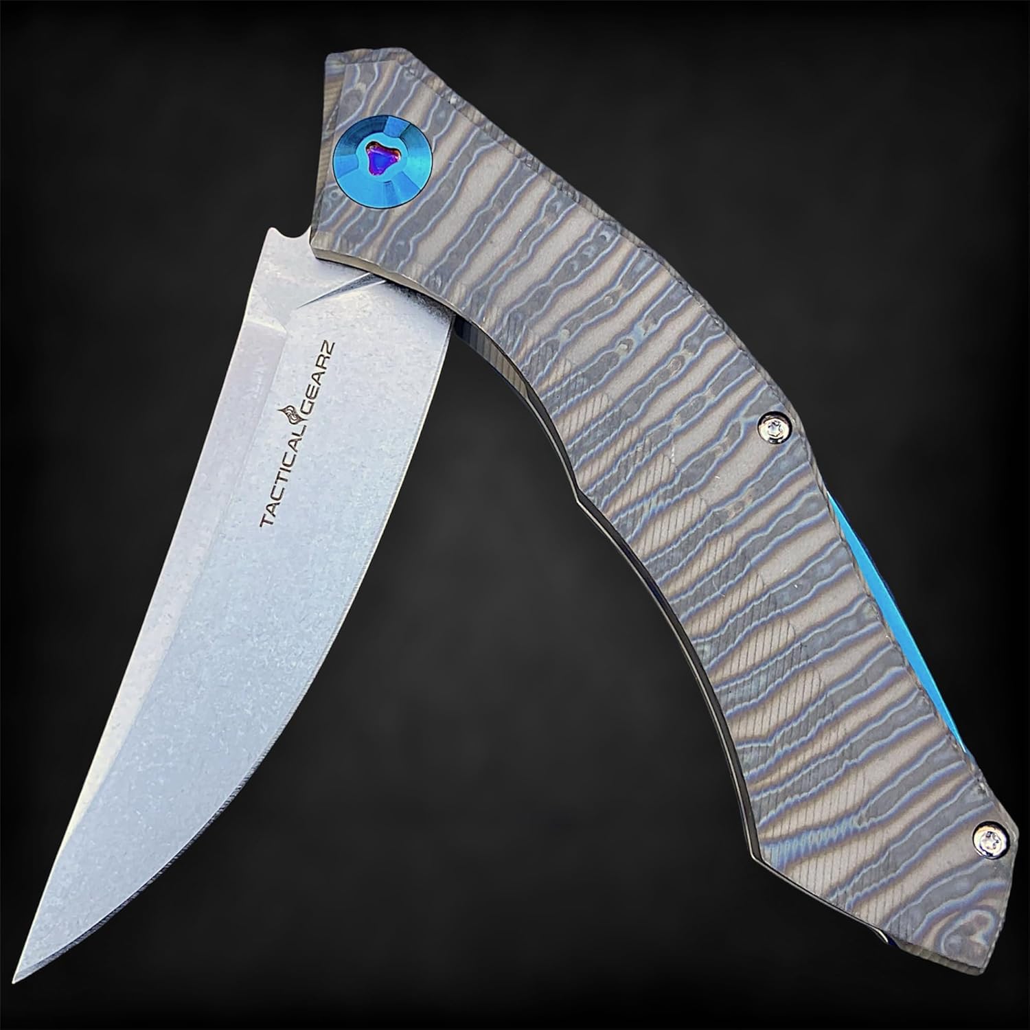 TACTICAL GEARZ Titanium Pocket Knife for EDC, Solid TC4 Titanium Handle, D2 Steel Blade, Includes Sheath (TritonX Scorched)