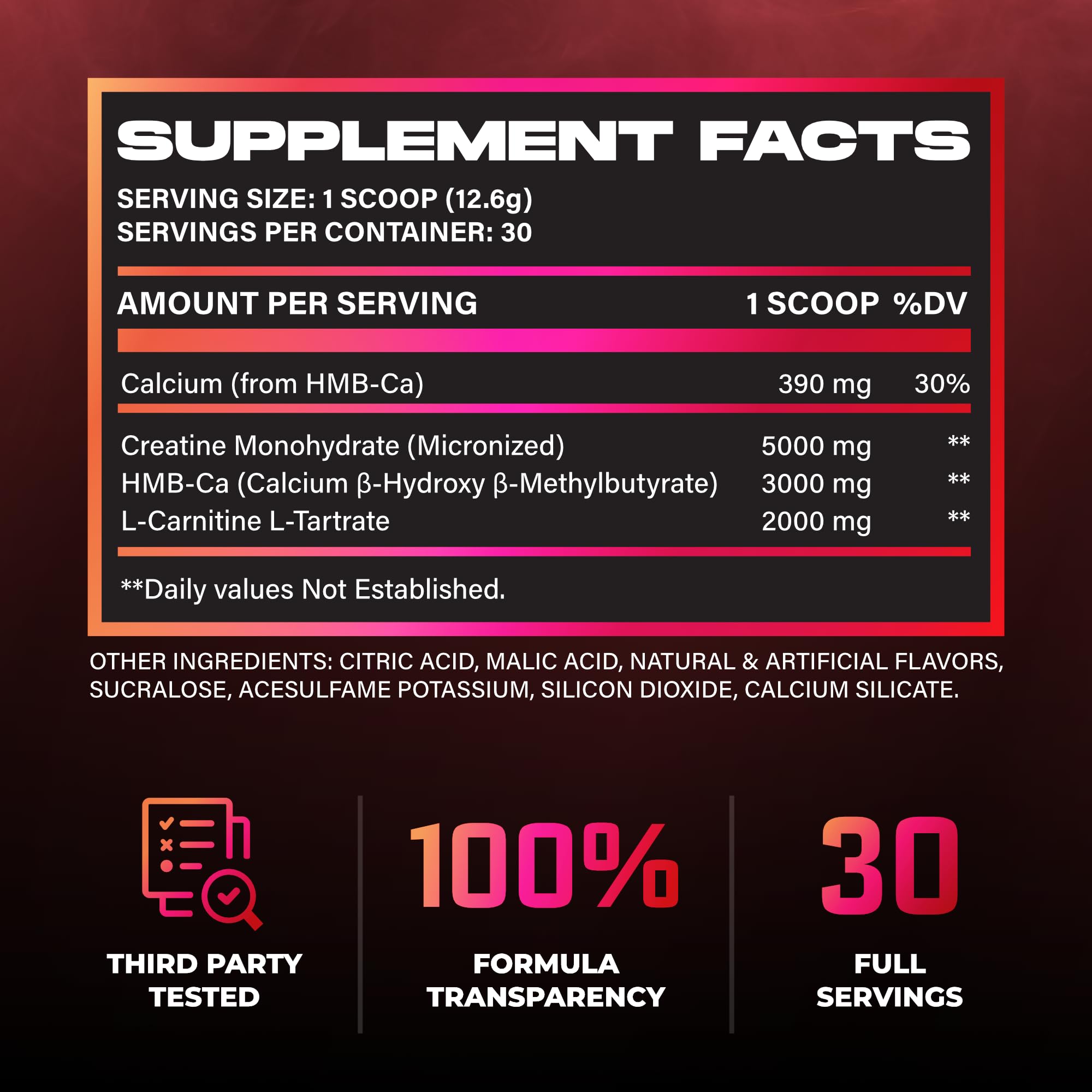 Huge Creatine HMB + LCLT, 5g Micronized Creatine Monohydrate with 3g HMB & 2g L-Carnitine L-Tartrate for Muscle Growth, Increased Strength, Enhanced Recovery & Improved Performance (Fruit Punch) — Amazon image 3
