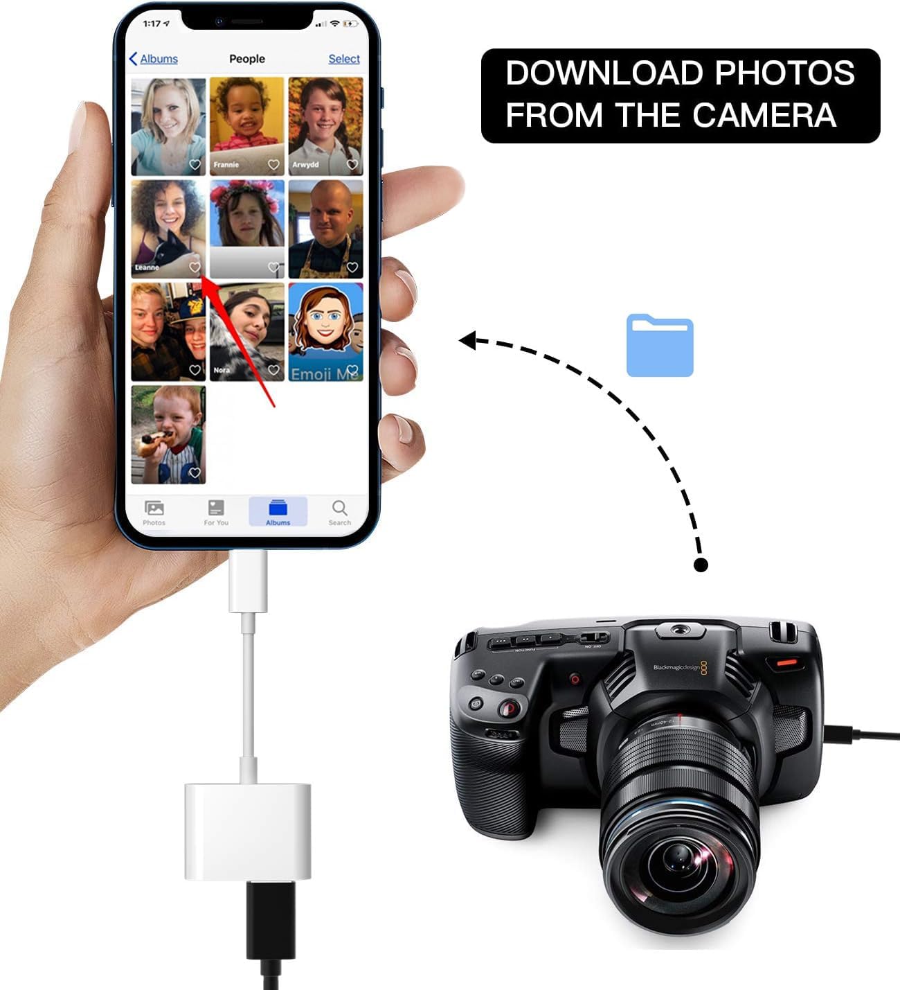Apple Lightning to USB Camera Adapter, USB 3.0 OTG Cable for iPhone/iPad to Connect Card Reader, USB Flash Drive, U Disk, Keyboard, Mouse, Hubs, MIDI, Plug & Play (White#)