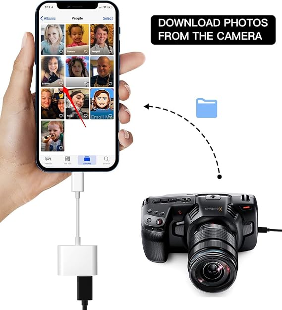 Apple Lightning to USB Camera Adapter, USB 3.0 OTG Cable for iPhone/iPad to Connect Card Reader, USB Flash Drive, U Disk, Keyboard, Mouse, Hubs, MIDI, Plug & Play (White#)
