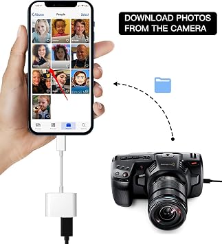 Apple Lightning to USB Camera Adapter, USB 3.0 OTG Cable for iPhone/iPad to Connect Card Reader, USB Flash Drive, U Disk, Keyboard, Mouse, Hubs, MIDI, Plug & Play (White#)