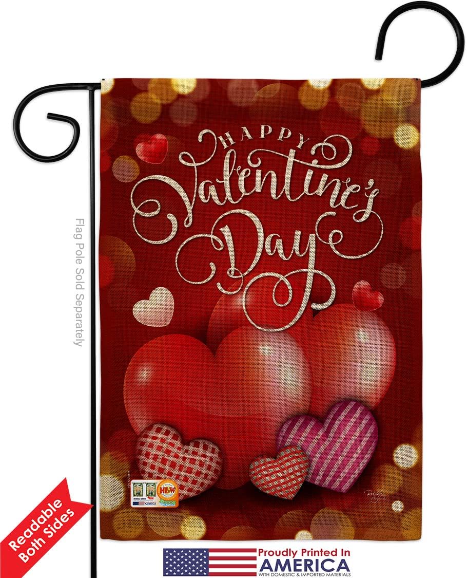 Beloved Valentines Day Burlap Garden Flag Springtime Valentine Happy Heart Couple Romantic February Holiday Love Small Decorative Gift Yard House Banner Double-Sided Made In USA 13 X 18.5