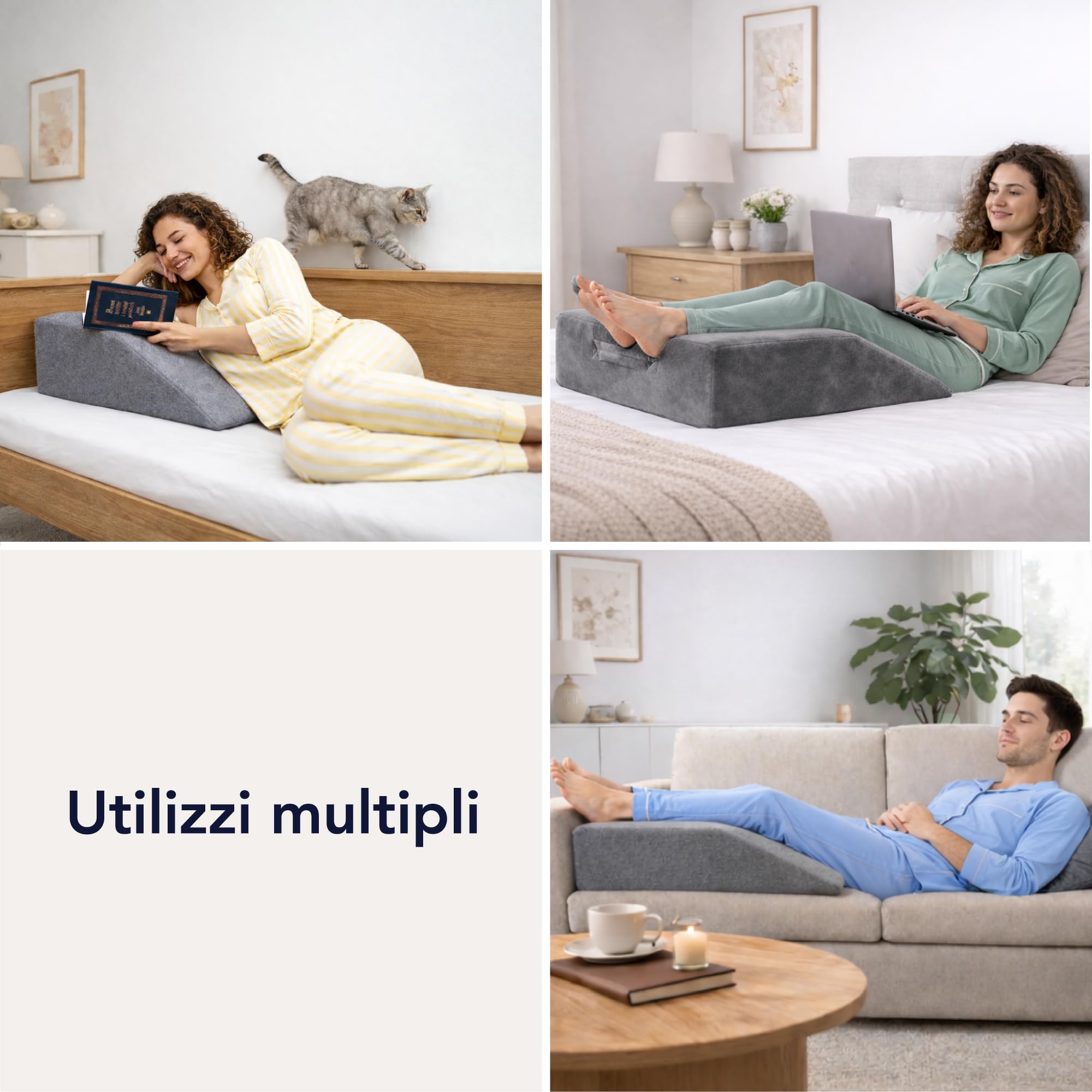 Dreamzie Cuscino per Gambe Dormire - Cuscino a Cuneo Memory Foam per Gambe, Schiena, Lombare, Sciatica - Ortopedico