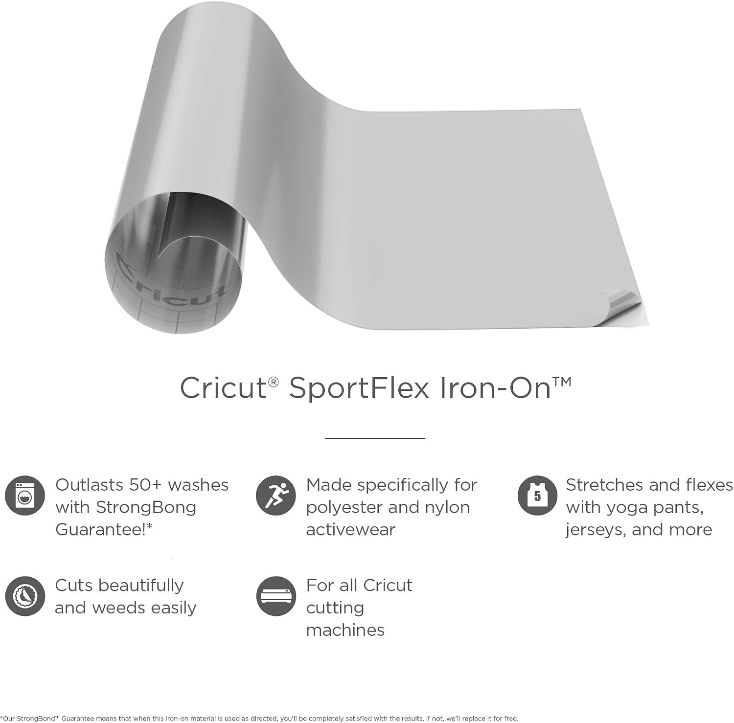 Cricut SportFlex Iron On Vinyl - Silver (12' x 24'), HTV Heat Transfer Vinyl for Sportswear (Polyester & Nylon) image 2