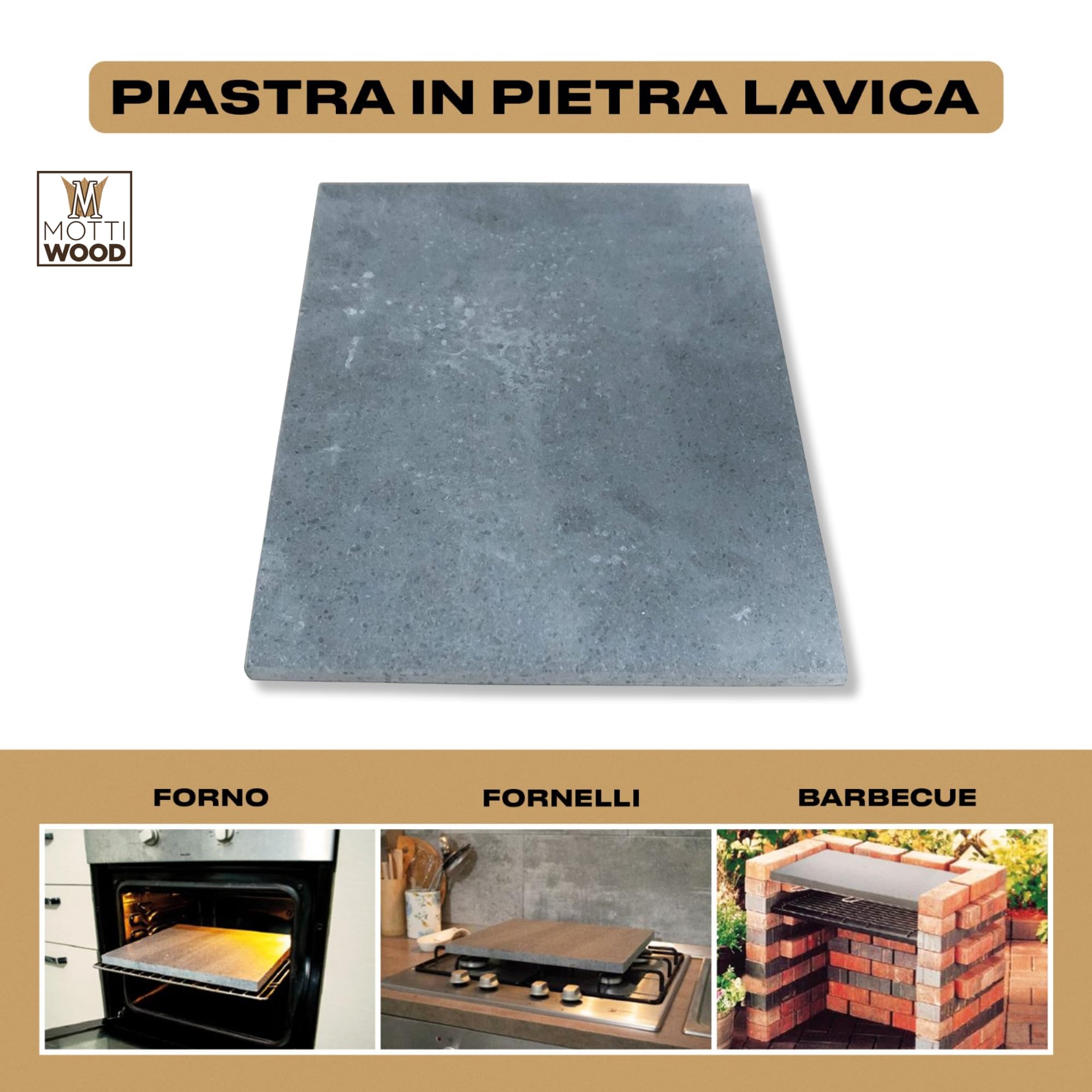 Piedra volcánica siciliana, placa lisa de piedra olar, rectangular, 30 x 38 x 1,5 cm, refractaria, fabricada en Italia