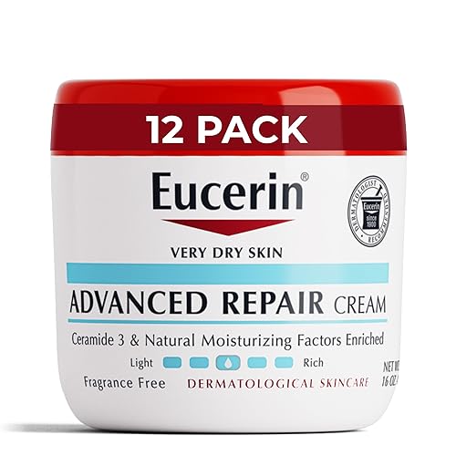 Eucerin Advanced Repair - Crema corporal sin fragancia para piel seca, hidratante corporal, tarro de 16 onzas (paquete de 12)