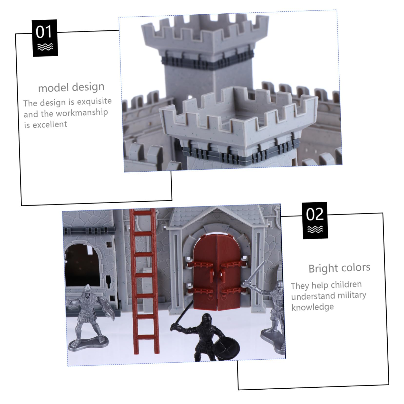 FRCOLOR Modelo de Castillo con Soldados de Plástico Juguete de Montaje DIY para Escena Educativa de Batalla Antigua Material Ecológico y Duradero