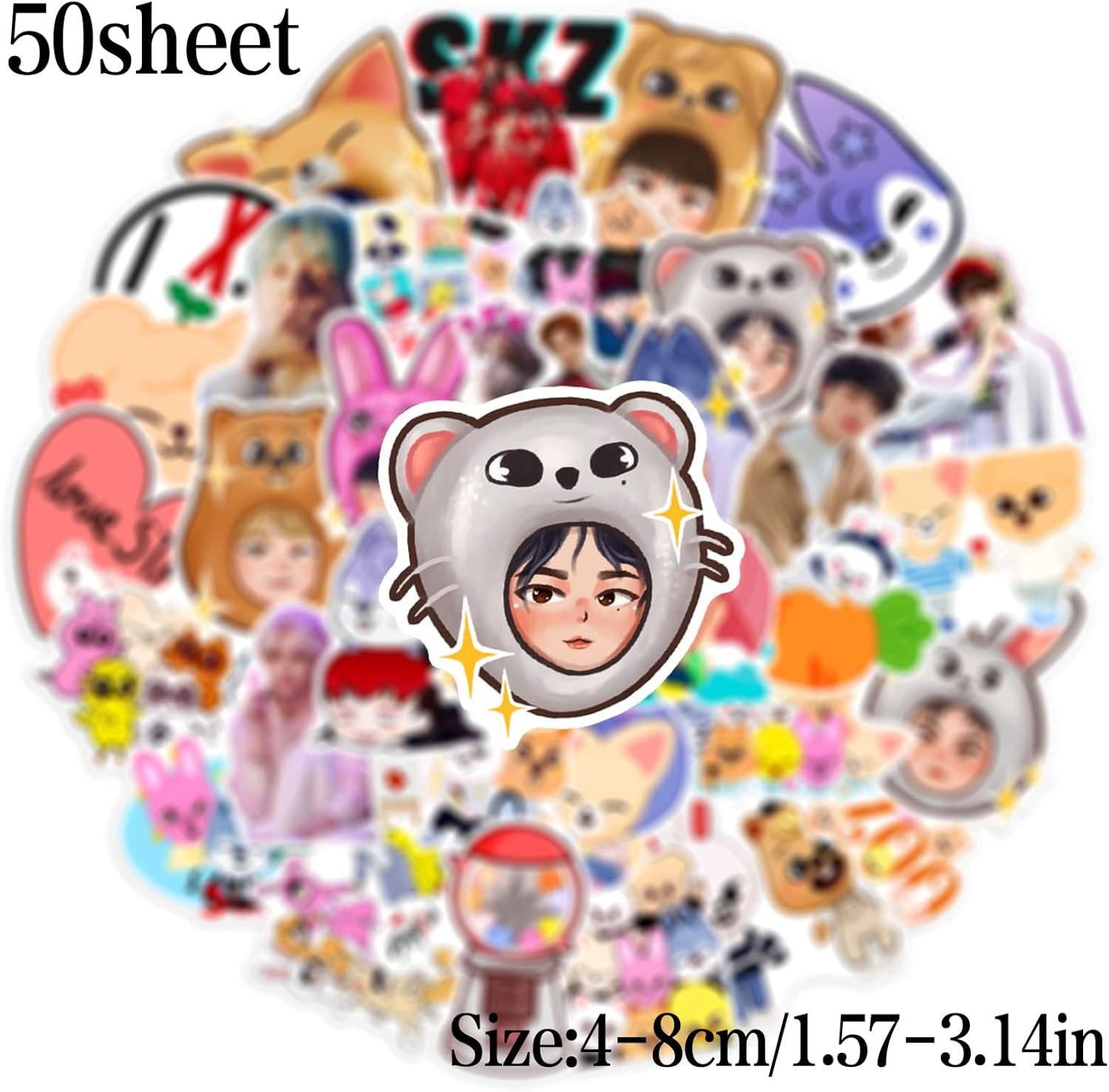 Stray Kids Stickers,Stray Kids Skzoo Sticker,Skzoo Sticker,Kawaii Stray Kids Stickers,Stray Kids Photo Stickers Set,Decals for Laptops Phones Cases Luggage Books,PQKL-party Gifts for Fans