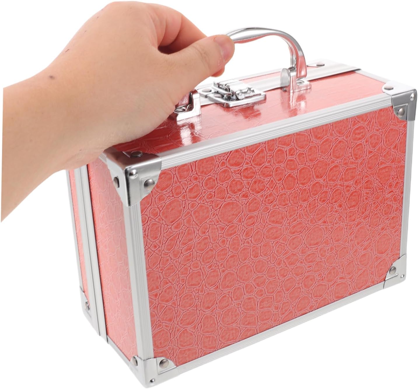 Aluminum Alloy Makeup Case with Mirror, 25x16x8.5cm Orange Train Case