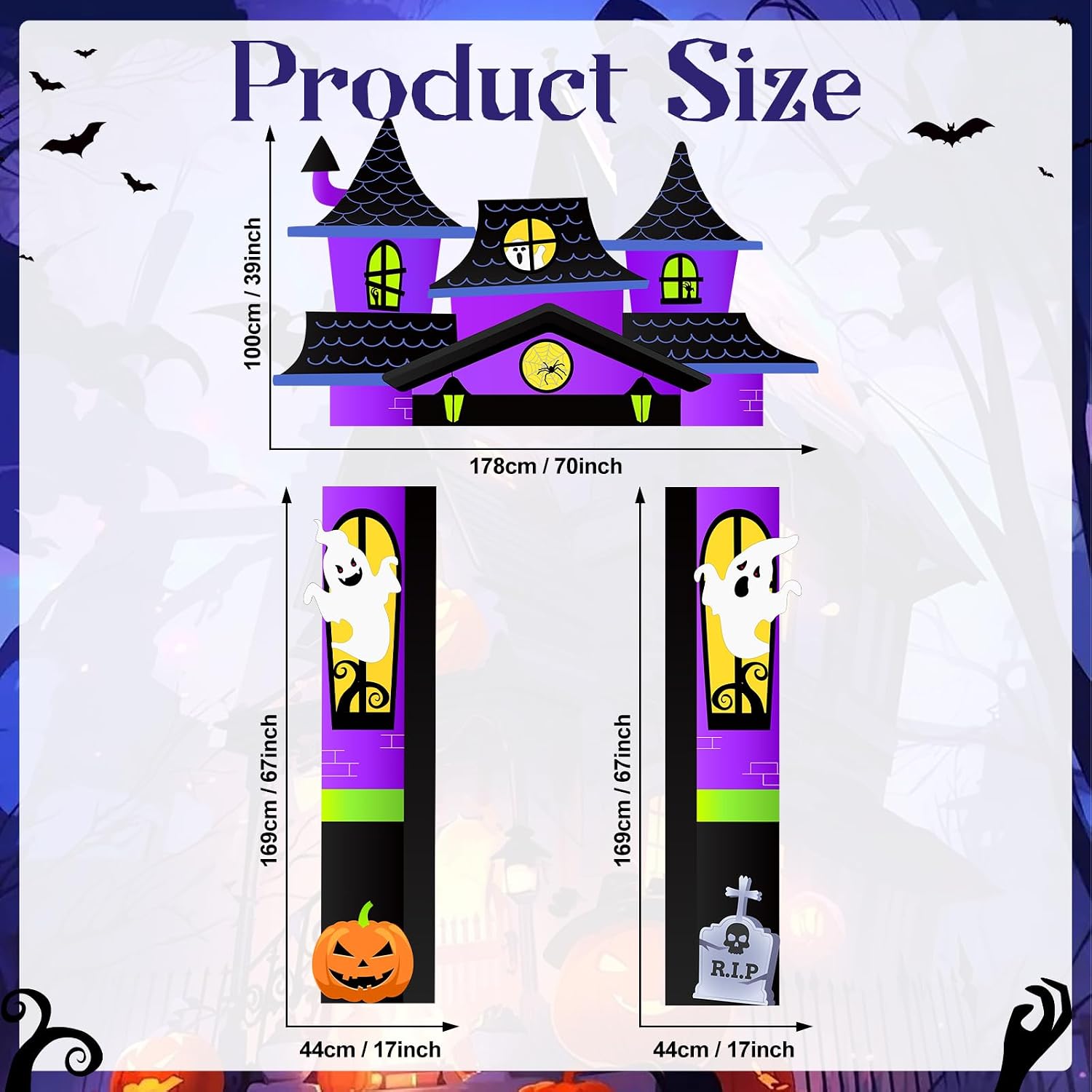 Halloween Haunted Castle Door Banner Scary Archway House Decor image 2