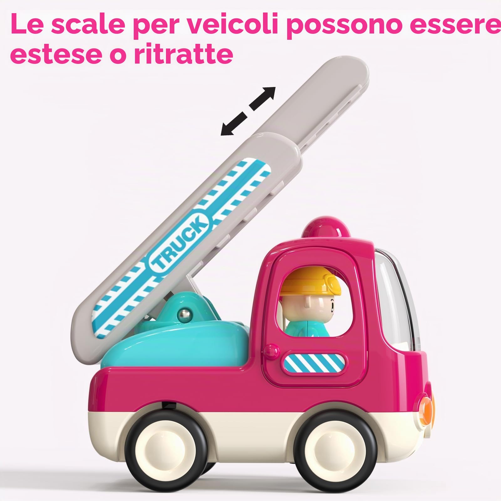Yerloa Camion Pompieri Giocattolo Giochi Bambini 1 2 3 4 Anni Ragazzi e Ragazze Con Suoni e Luci, Camion Macchinine Per Bambini Giocattolo