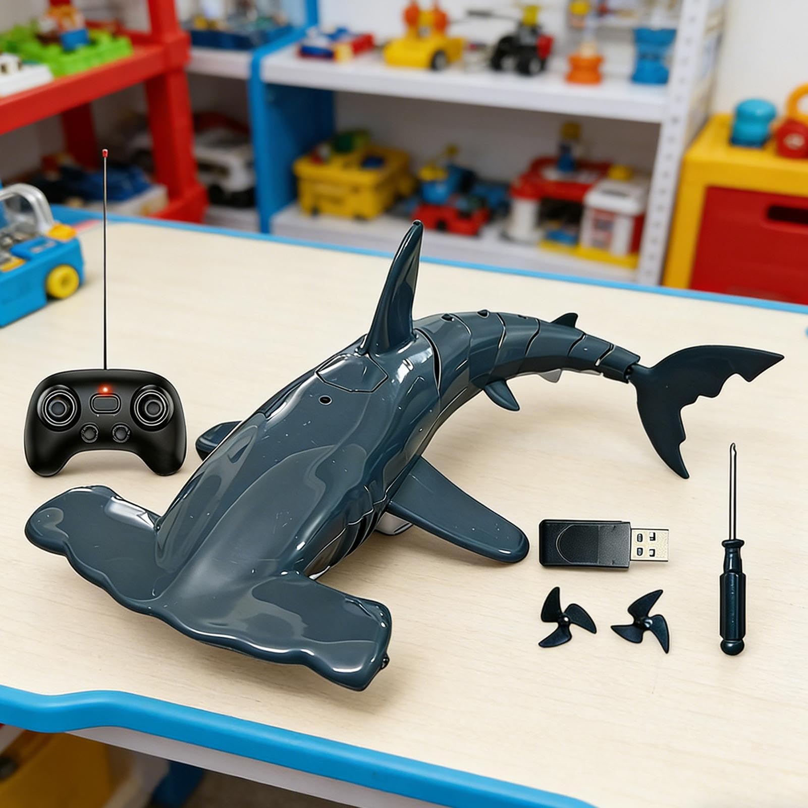 Tiburón Mando a Distancia Juguete | 2.4GHz Recargable Impermeable Radiocontrolado, Tiburón teledirigido Buceo Juguete | Para Bañera Baño Edad 6+ Años Niños y Niñas Cumpleaños y Navidad