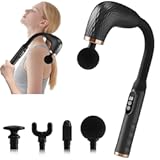 Massage Gun with Upgraded Extension Handle&comma; Back Massager for Pain Relief Deep Tissue&comma; Muscles&sol;Neck&sol;Shoulders&sol;Waist&sol;Legs Massager with 4 Massage Heads & 6 Speed Levels & 3 Massage Modes