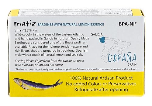 Miniatura 3 de Matiz Sardinas con limón Empaquetadas en aceite de oliva (4.2oz120G Tin)