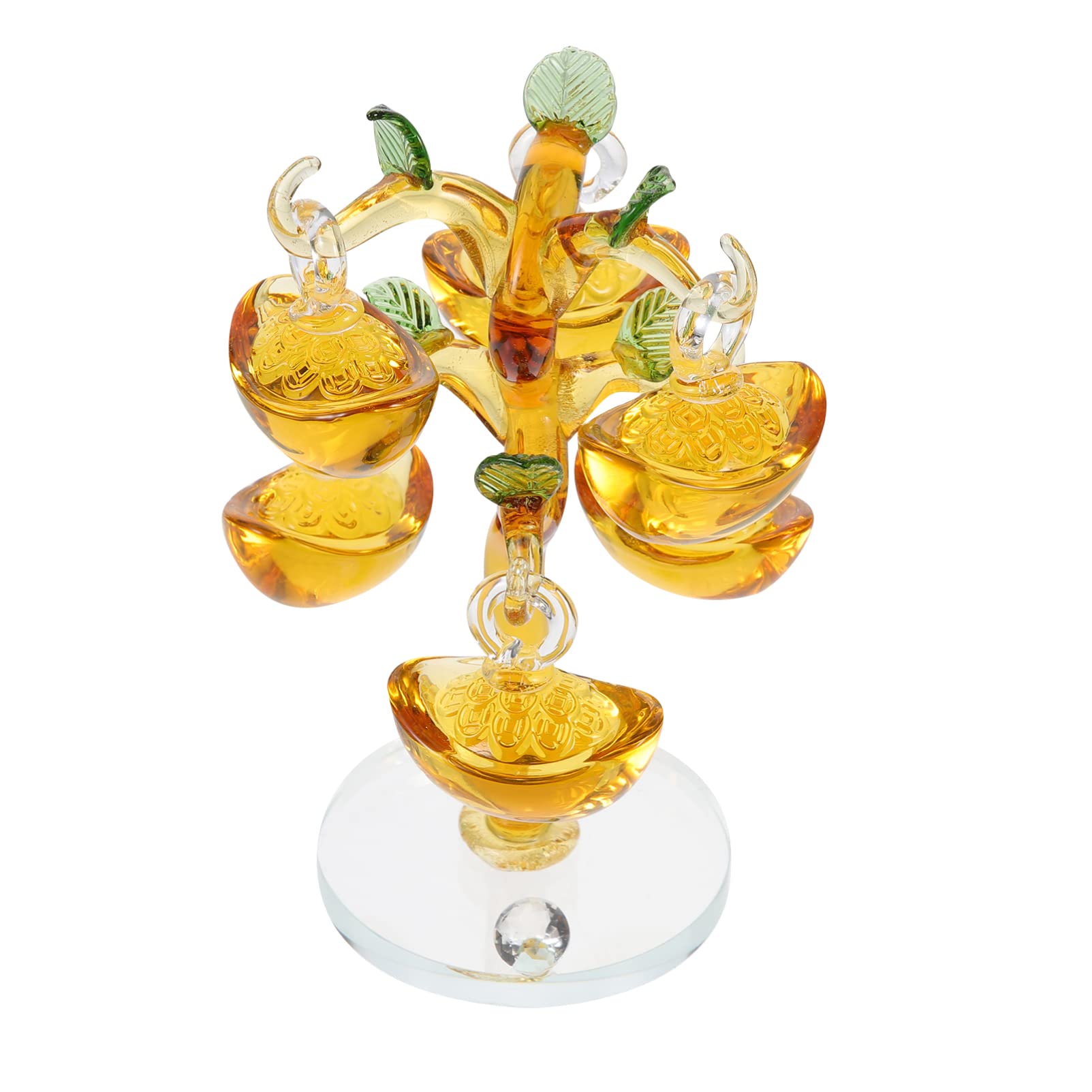 Healifty Feng Shui Money Tree Crystal Yellow Quartz Lucky Tree with Golden Ingot Ornaments Good Luck Reiki Healing Balancing Citrine Gemstone Tree for DIY Home Office Party Decor