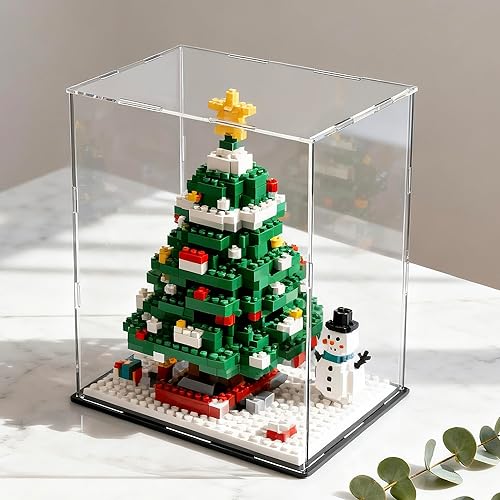 Miniatura 32 de vitrina acrílica, cajas de acrílico de cubo de 11 x 11 x 11 pulgadas para exhibición, vitrinas transparentes con base negra mate y tapa