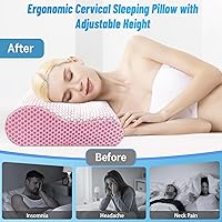 Vista 6 de CloudBliss Almohada de espuma viscoelástica, almohada cervical ergonómica con contorno de cuello para dolor de espalda y hombros, almohada