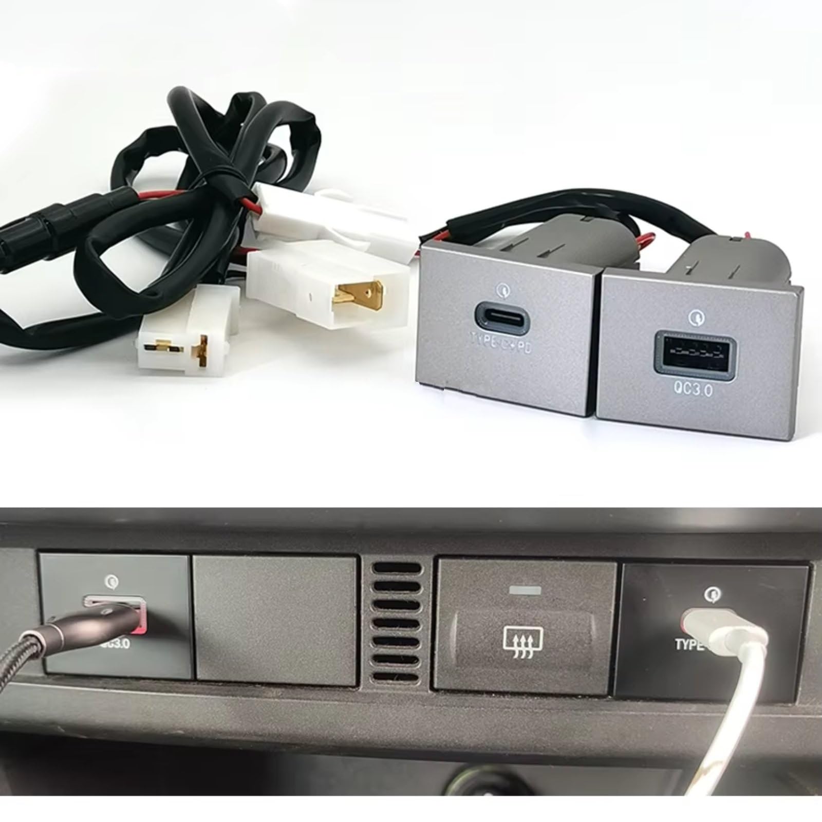 Porta USB Center Compatibile Con Ford Per Focus 2 2004-2011 Auto Presa Ricarica Dual QC3.0 PD Presa Ricarica Veloce Telefono Tipo C Ricambi Auto