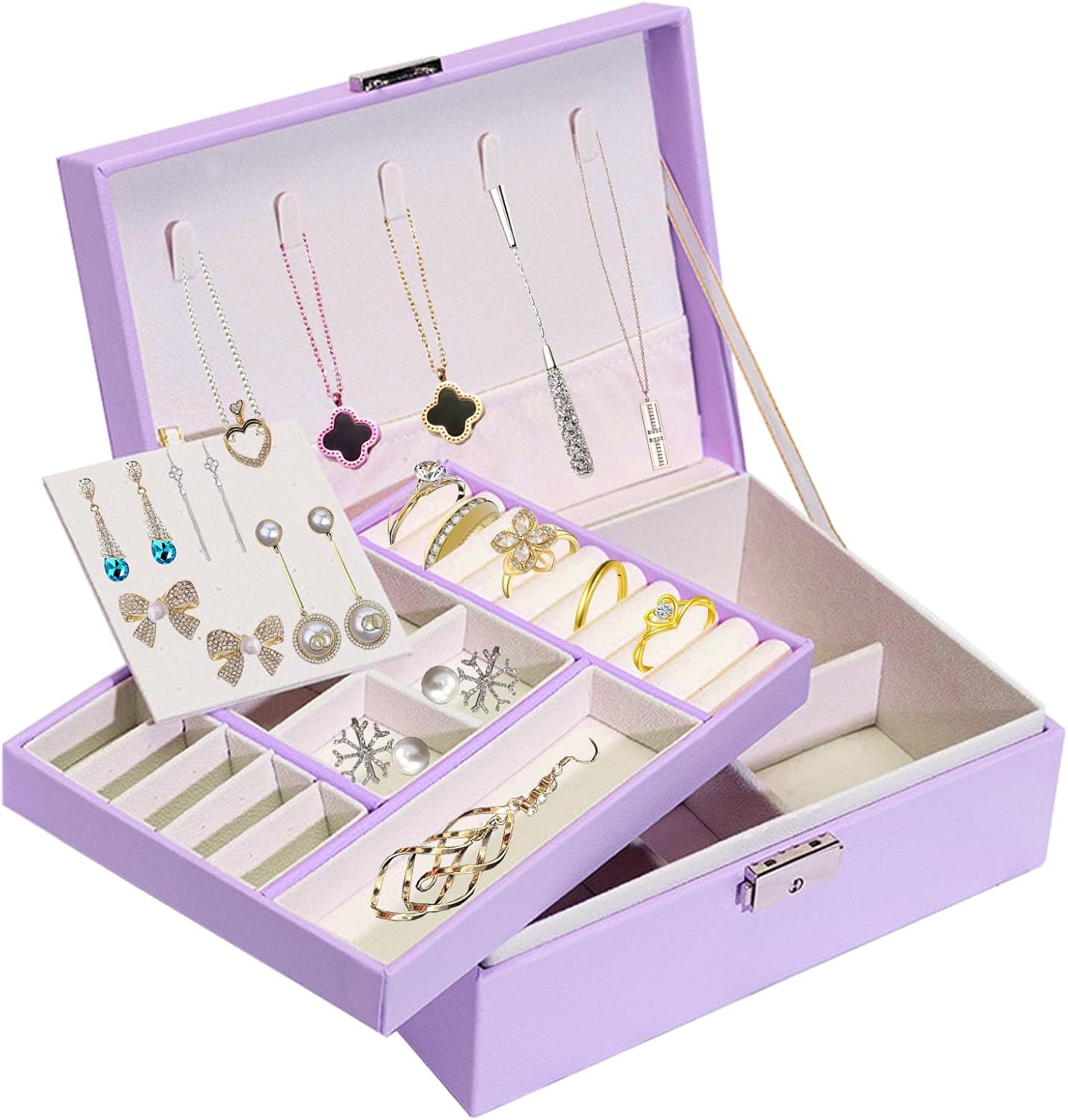 Chasinglee Jewelry Box,2 Layer Large Jewelry Organizer,Jewelry ...