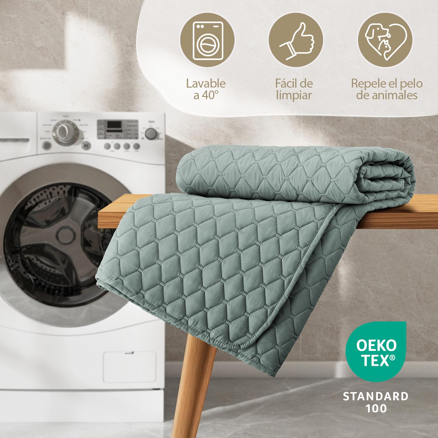 Blumtal Colcha cama 240x260 cm - Certificada OEKO-TEX 240x260 cm - Colchas de verano - como Cubrecama 180x200 como edredon 200x200 cm - tela cubre sofá - manta para sofá Verde Verano bedspread lavable