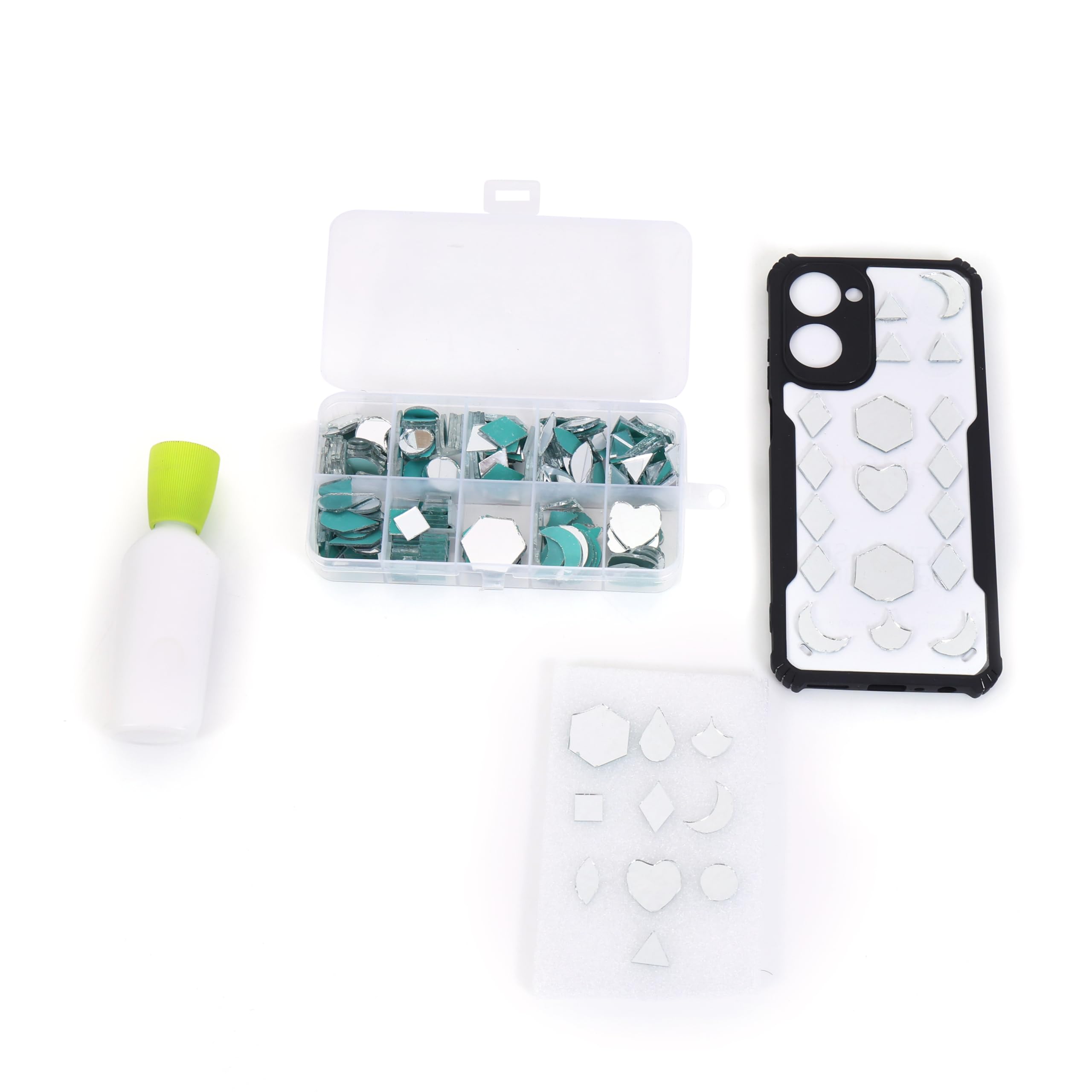 ambitieux DIY Mirror Craft Kit for Kids – 100+ Mini Mirror Cutouts in 10 Shapes with Glue & Storage Box – Craft Supplies for Lippon Art, Home Decor, Scrapbooking & DIY Projects - Image 4 thumbnail