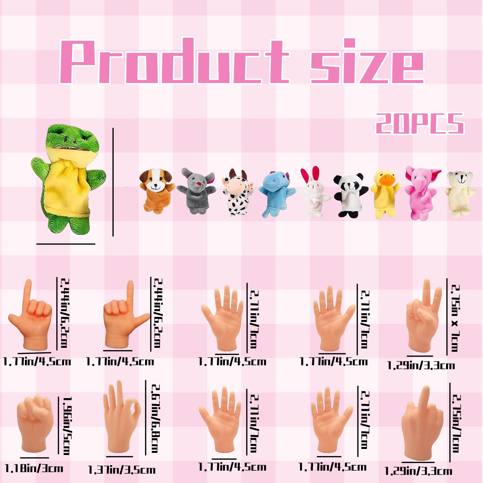 GegXcn 20Pcs Finger Puppets for Toddlers Soft Plush Nursery Rhyme Puppets with 10 Animals - Image 2