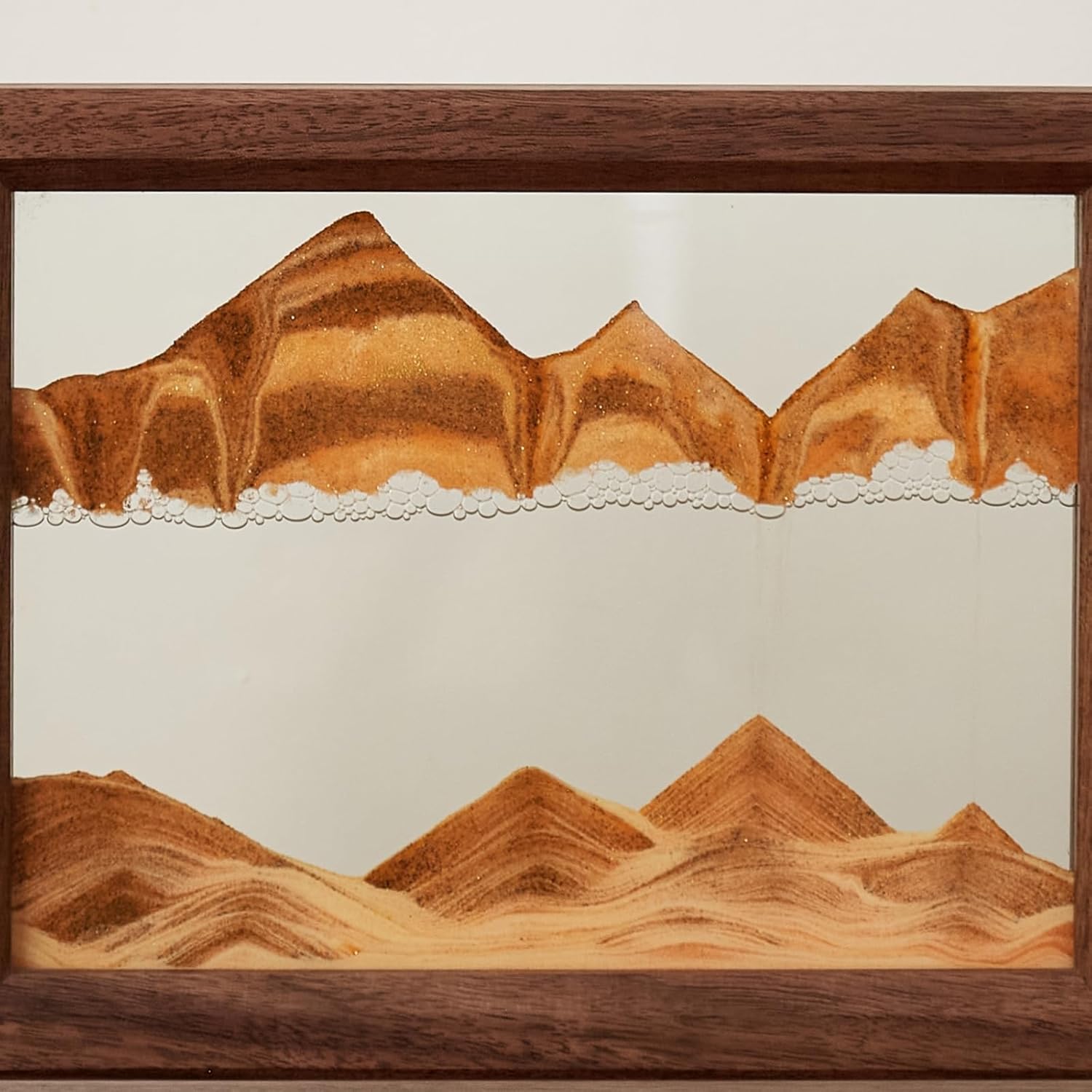 Solid Wood Oasis Mini Art Liquid Motion 360-Degree Rotation, Made of Black Walnut and H62 Brass, 3D Highly Transparent Office Decor (Desert) - Image 5